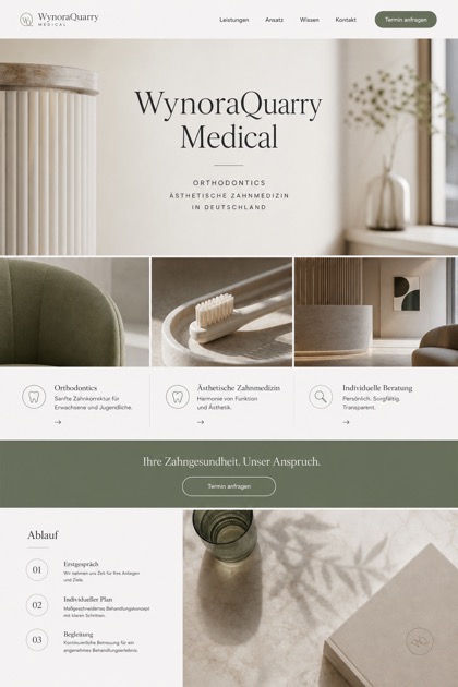 Healthcare website design for Germany, showing a clear opening, service information, supporting content, and a focused inquiry action.