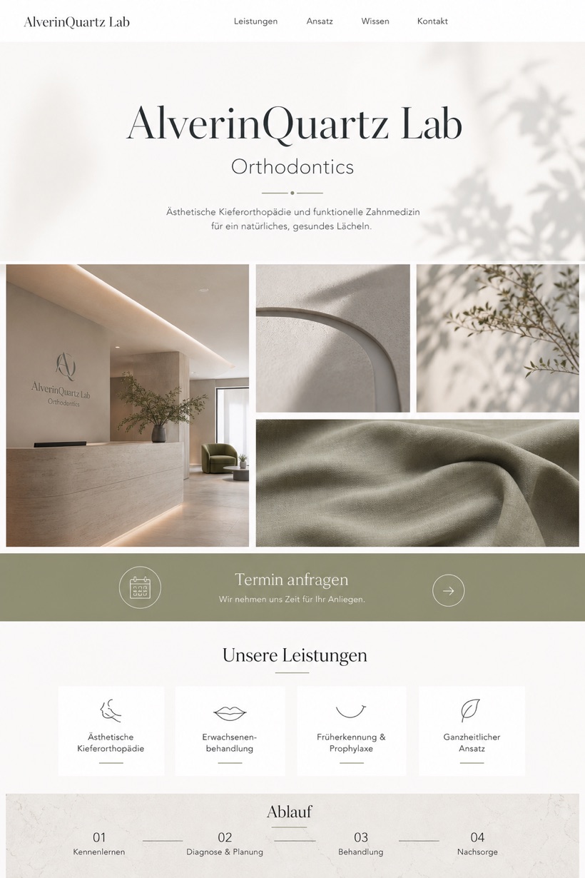 Healthcare website design for Germany, showing a clear opening, service information, supporting content, and a focused inquiry action.