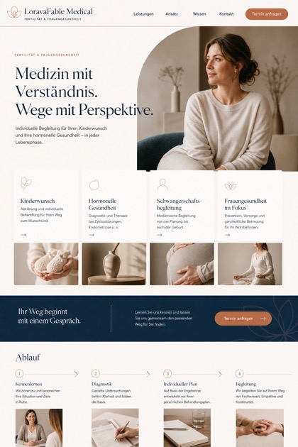 Healthcare website design for Germany, showing a clear opening, service information, supporting content, and a focused inquiry action.