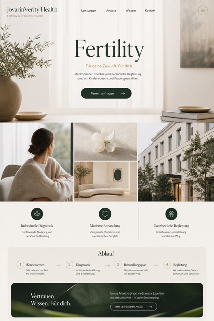 Healthcare website design for Germany, showing a clear opening, service information, supporting content, and a focused inquiry action.