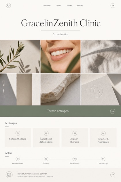 Healthcare website design for Germany, showing a clear opening, service information, supporting content, and a focused inquiry action.