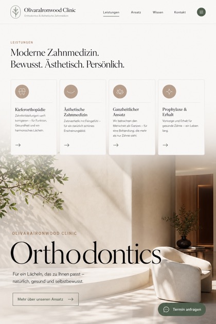 Healthcare website design for Germany, showing a clear opening, service information, supporting content, and a focused inquiry action.
