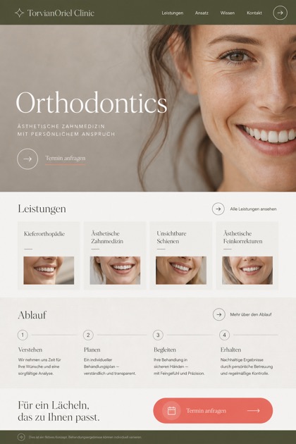 Healthcare website design for Germany, showing a clear opening, service information, supporting content, and a focused inquiry action.