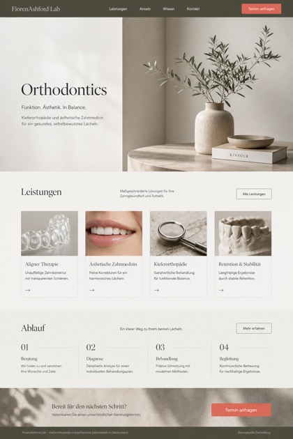 Healthcare website design for Germany, showing a clear opening, service information, supporting content, and a focused inquiry action.