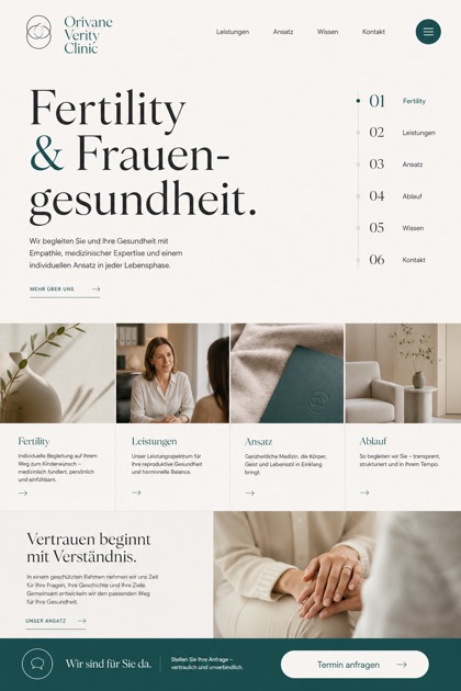 Healthcare website design for Germany, showing a clear opening, service information, supporting content, and a focused inquiry action.