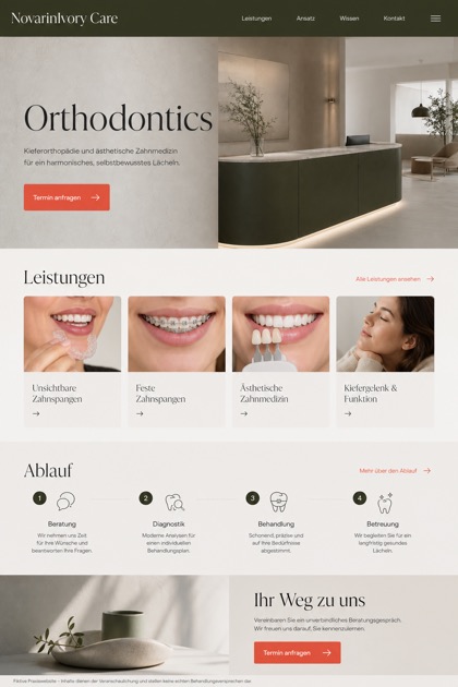 Healthcare website design for Germany, showing a clear opening, service information, supporting content, and a focused inquiry action.