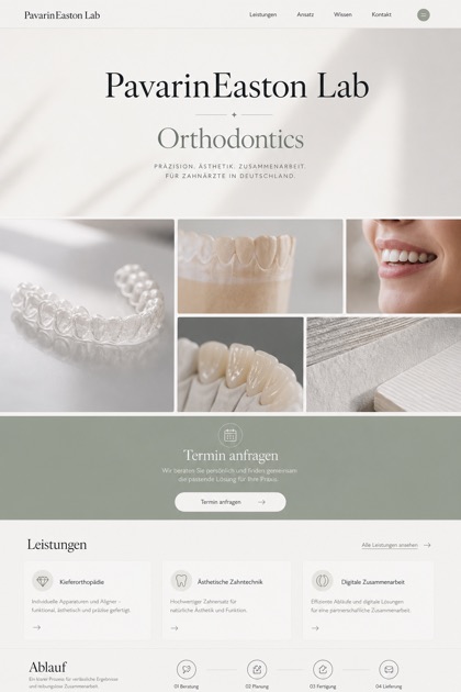 Healthcare website design for Germany, showing a clear opening, service information, supporting content, and a focused inquiry action.