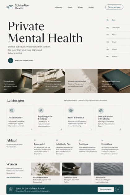 Healthcare website design for Germany, showing a clear opening, service information, supporting content, and a focused inquiry action.
