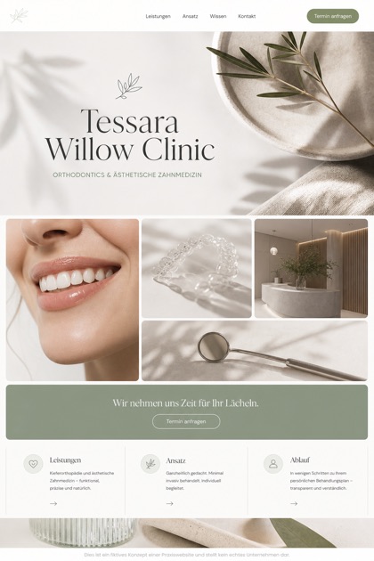 Healthcare website design for Germany, showing a clear opening, service information, supporting content, and a focused inquiry action.