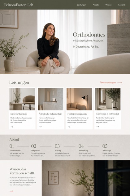 Healthcare website design for Germany, showing a clear opening, service information, supporting content, and a focused inquiry action.