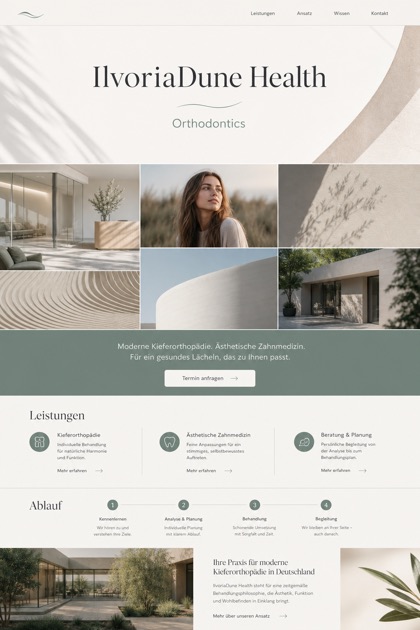 Healthcare website design for Germany, showing a clear opening, service information, supporting content, and a focused inquiry action.