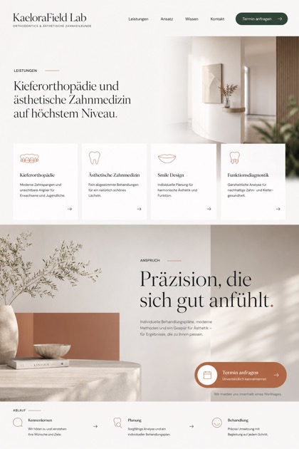 Healthcare website design for Germany, showing a clear opening, service information, supporting content, and a focused inquiry action.