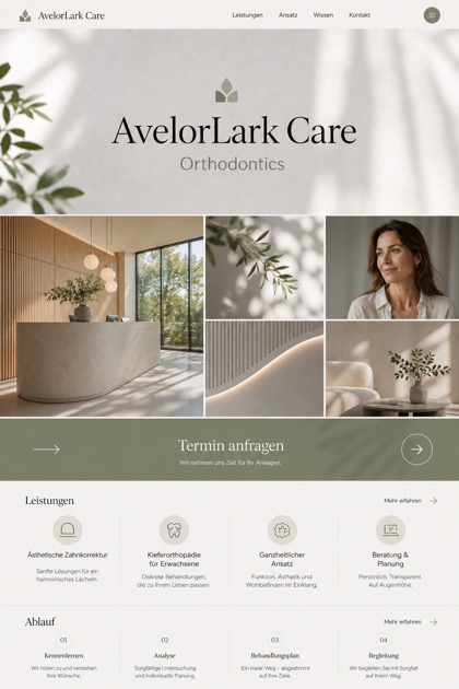 Healthcare website design for Germany, showing a clear opening, service information, supporting content, and a focused inquiry action.