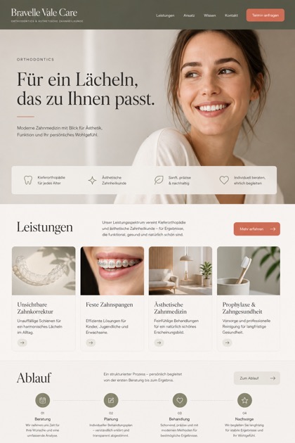Healthcare website design for Germany, showing a clear opening, service information, supporting content, and a focused inquiry action.