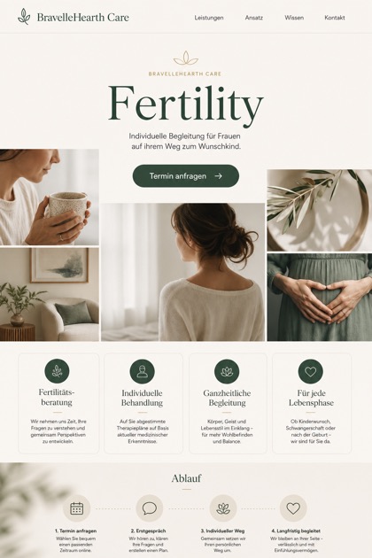 Healthcare website design for Germany, showing a clear opening, service information, supporting content, and a focused inquiry action.