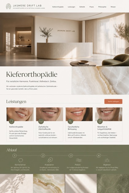 Healthcare website design for Germany, showing a clear opening, service information, supporting content, and a focused inquiry action.