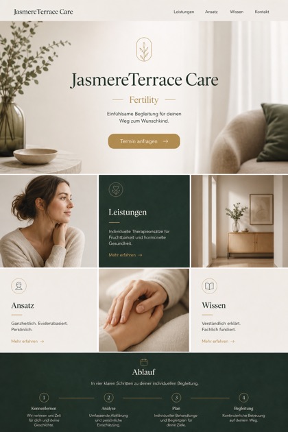 Healthcare website design for Germany, showing a clear opening, service information, supporting content, and a focused inquiry action.