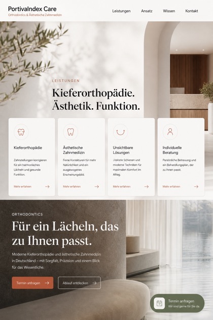 Healthcare website design for Germany, showing a clear opening, service information, supporting content, and a focused inquiry action.