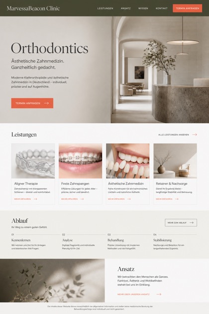 Healthcare website design for Germany, showing a clear opening, service information, supporting content, and a focused inquiry action.