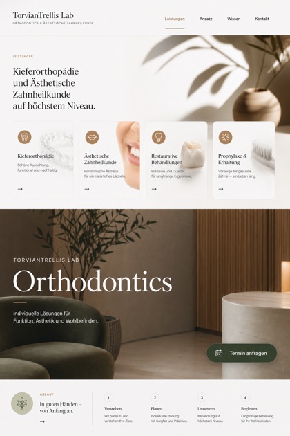 Healthcare website design for Germany, showing a clear opening, service information, supporting content, and a focused inquiry action.