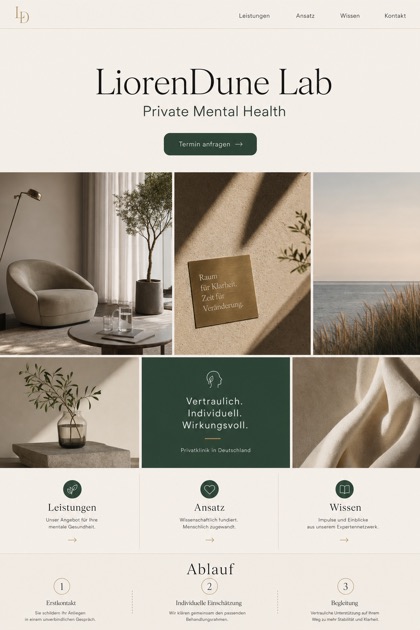 Healthcare website design for Germany, showing a clear opening, service information, supporting content, and a focused inquiry action.