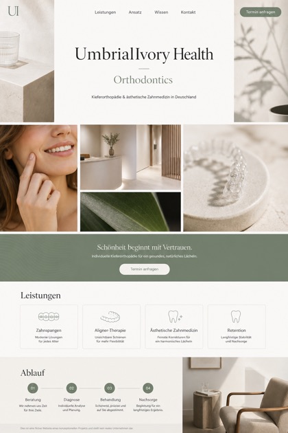 Healthcare website design for Germany, showing a clear opening, service information, supporting content, and a focused inquiry action.