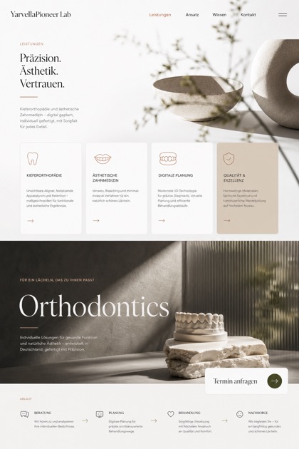 Healthcare website design for Germany, showing a clear opening, service information, supporting content, and a focused inquiry action.