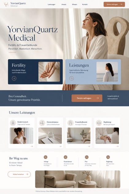 Healthcare website design for Germany, showing a clear opening, service information, supporting content, and a focused inquiry action.