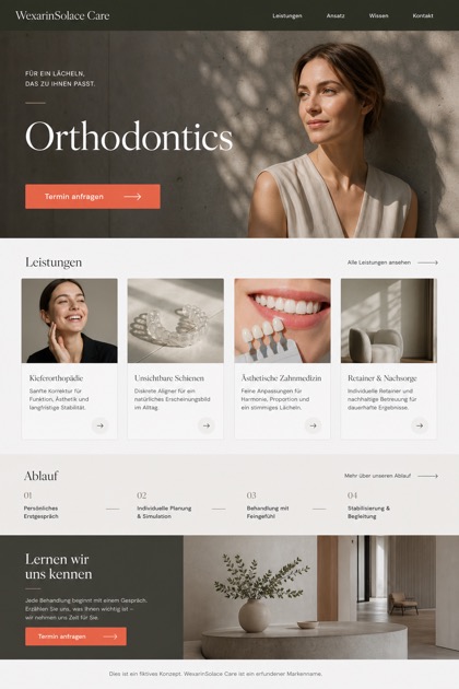 Healthcare website design for Germany, showing a clear opening, service information, supporting content, and a focused inquiry action.