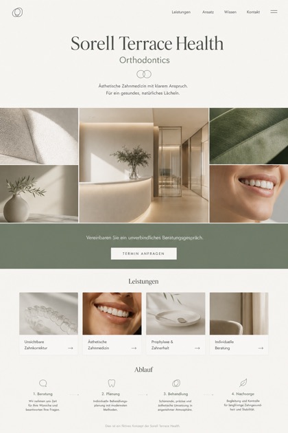 Healthcare website design for Germany, showing a clear opening, service information, supporting content, and a focused inquiry action.