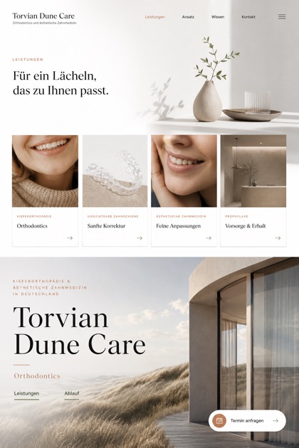 Healthcare website design for Germany, showing a clear opening, service information, supporting content, and a focused inquiry action.