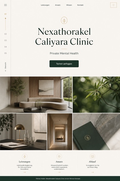 Healthcare website design for Germany, showing a clear opening, service information, supporting content, and a focused inquiry action.