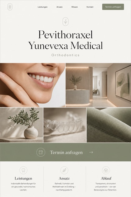 Healthcare website design for Germany, showing a clear opening, service information, supporting content, and a focused inquiry action.