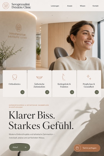 Healthcare website design for Germany, showing a clear opening, service information, supporting content, and a focused inquiry action.
