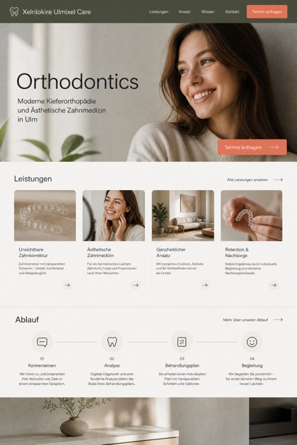 Healthcare website design for Germany, showing a clear opening, service information, supporting content, and a focused inquiry action.