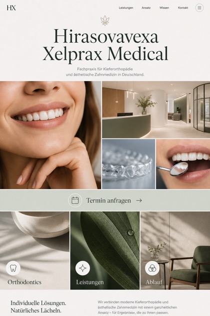 Healthcare website design for Germany, showing a clear opening, service information, supporting content, and a focused inquiry action.