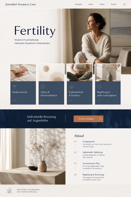 Healthcare website design for Germany, showing a clear opening, service information, supporting content, and a focused inquiry action.