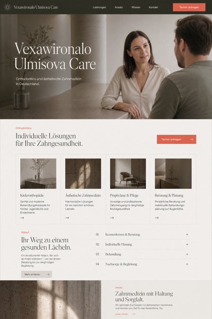 Healthcare website design for Germany, showing a clear opening, service information, supporting content, and a focused inquiry action.