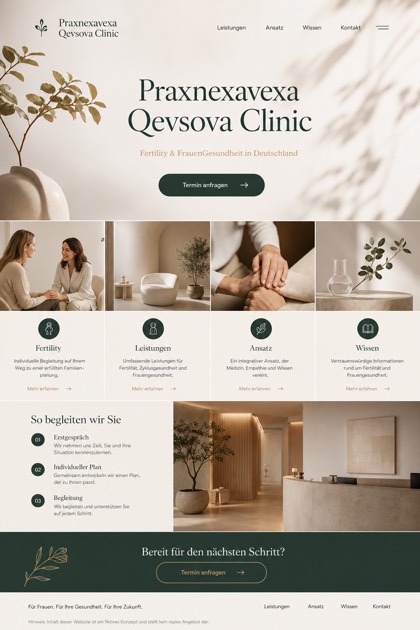 Healthcare website design for Germany, showing a clear opening, service information, supporting content, and a focused inquiry action.