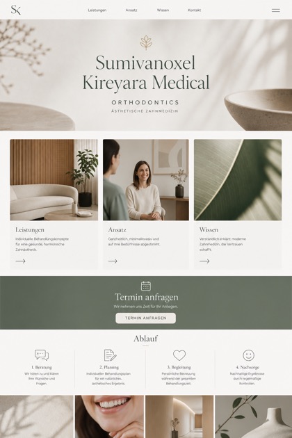 Healthcare website design for Germany, showing a clear opening, service information, supporting content, and a focused inquiry action.