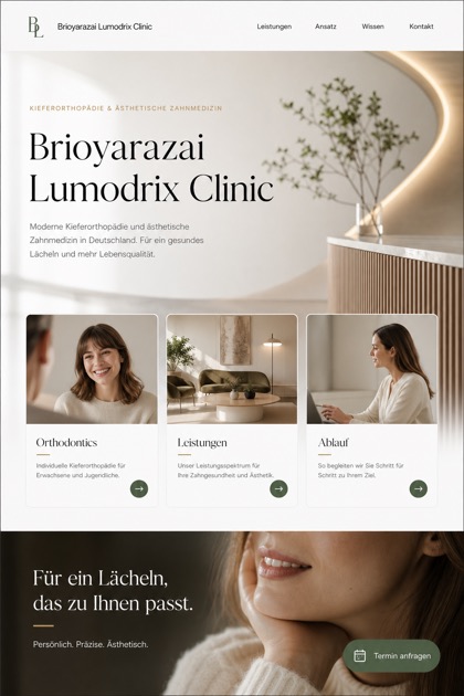 Healthcare website design for Germany, showing a clear opening, service information, supporting content, and a focused inquiry action.