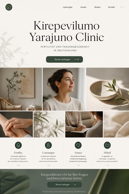 Healthcare website design for Germany, showing a clear opening, service information, supporting content, and a focused inquiry action.
