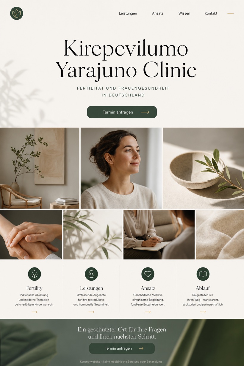Healthcare website design for Germany, showing a clear opening, service information, supporting content, and a focused inquiry action.