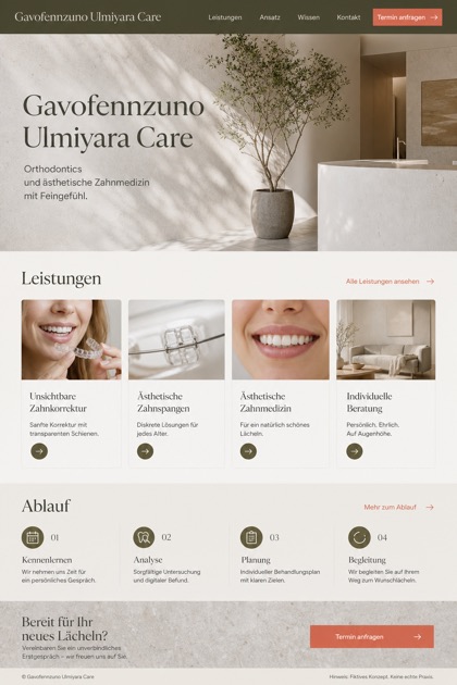 Healthcare website design for Germany, showing a clear opening, service information, supporting content, and a focused inquiry action.