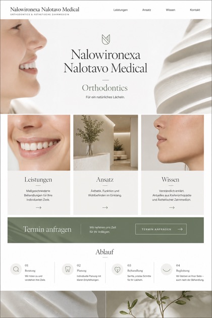 Healthcare website design for Germany, showing a clear opening, service information, supporting content, and a focused inquiry action.