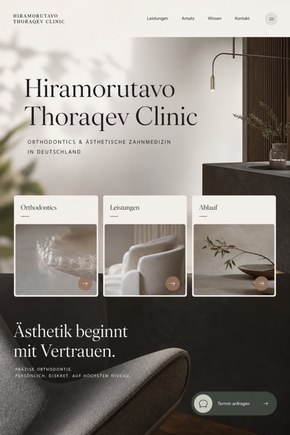 Healthcare website design for Germany, showing a clear opening, service information, supporting content, and a focused inquiry action.