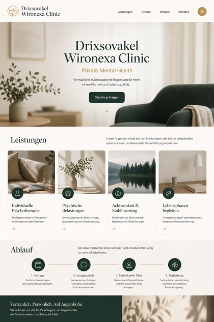 Healthcare website design for Germany, showing a clear opening, service information, supporting content, and a focused inquiry action.