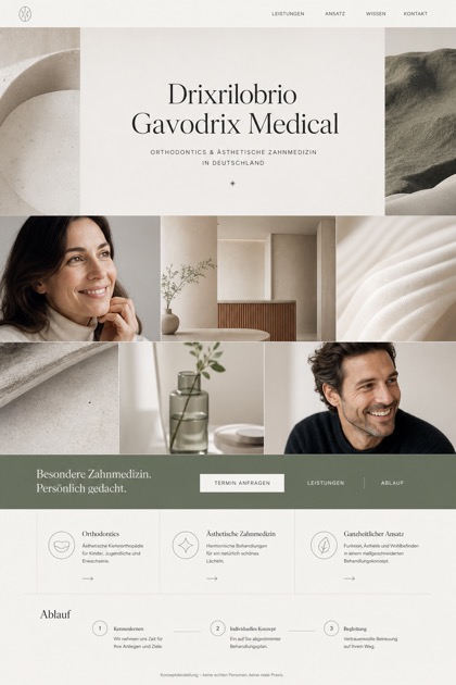 Healthcare website design for Germany, showing a clear opening, service information, supporting content, and a focused inquiry action.