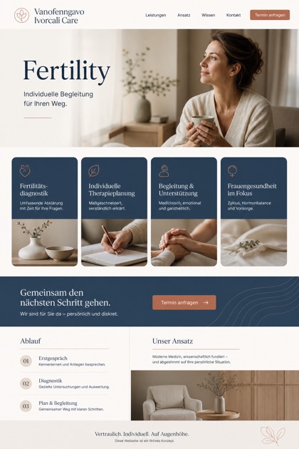 Healthcare website design for Germany, showing a clear opening, service information, supporting content, and a focused inquiry action.