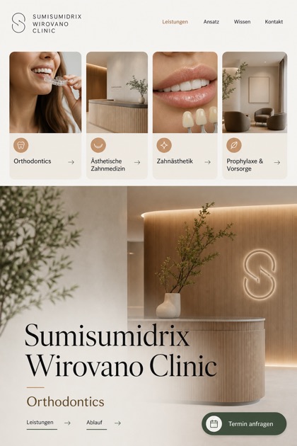 Healthcare website design for Germany, showing a clear opening, service information, supporting content, and a focused inquiry action.